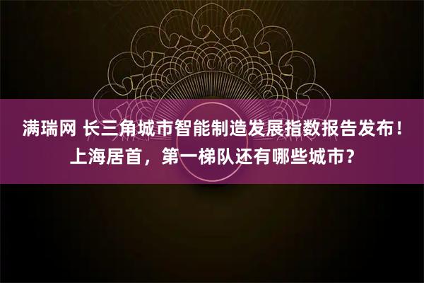满瑞网 长三角城市智能制造发展指数报告发布！上海居首，第一梯队还有哪些城市？